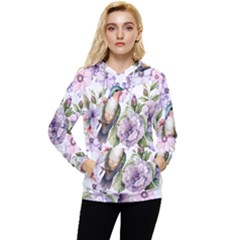 Hummingbird In Floral Heart Women s Lightweight Drawstring Hoodie by augustinet