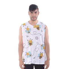 Bee Art Pattern Design Wallpaper Background Print Men s Basketball Tank Top by Ravend