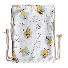 Bee Art Pattern Design Wallpaper Background Print Drawstring Bag (large) by Ravend