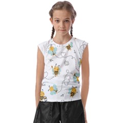 Bee Art Pattern Design Wallpaper Background Print Kids  Raglan Cap Sleeve Tee by Ravend