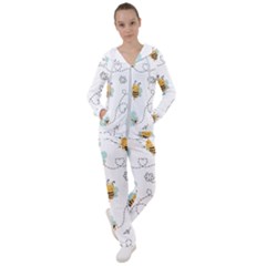 Bee Art Pattern Design Wallpaper Background Print Women s Tracksuit by Ravend