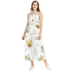 Bee Art Pattern Design Wallpaper Background Print Boho Sleeveless Summer Dress by Ravend