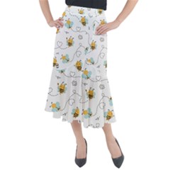 Bee Art Pattern Design Wallpaper Background Print Midi Mermaid Skirt by Ravend