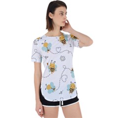 Bee Art Pattern Design Wallpaper Background Print Perpetual Short Sleeve T-shirt by Ravend