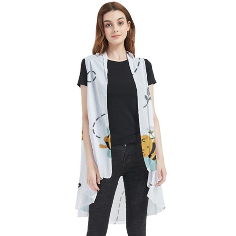 Bee Art Pattern Design Wallpaper Background Print Sleeveless Chiffon Waistcoat Shirt by Ravend