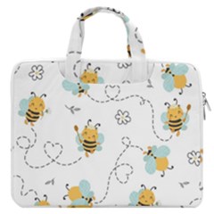 Bee Art Pattern Design Wallpaper Background Print Macbook Pro 16  Double Pocket Laptop Bag  by Ravend