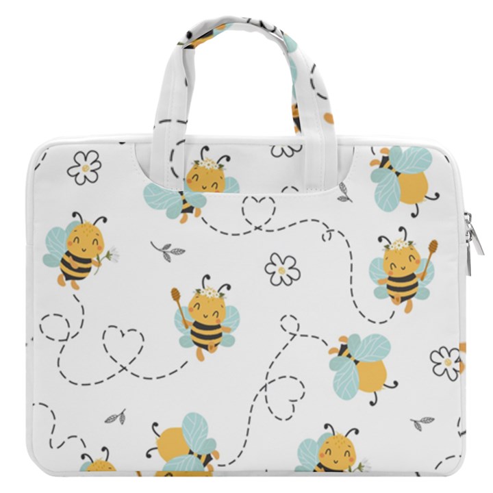 Bee Art Pattern Design Wallpaper Background Print MacBook Pro 16  Double Pocket Laptop Bag 