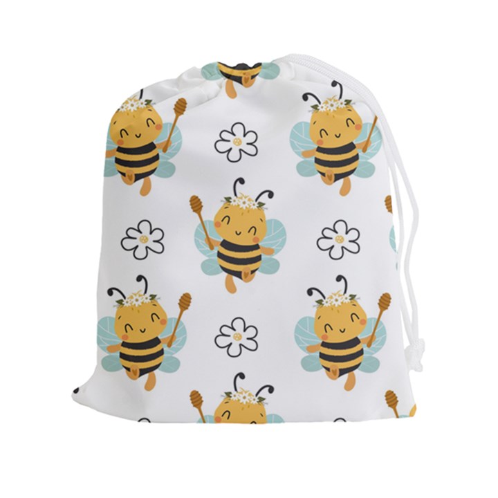 Art Bee Pattern Design Wallpaper Background Drawstring Pouch (2XL)