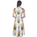 Art Bee Pattern Design Wallpaper Background Cap Sleeve Wrap Front Dress View2