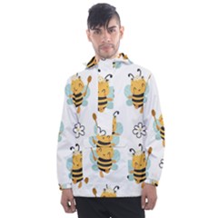 Art Bee Pattern Design Wallpaper Background Men s Front Pocket Pullover Windbreaker by Ravend