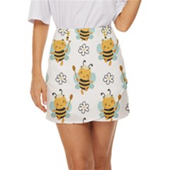 Art Bee Pattern Design Wallpaper Background Mini Front Wrap Skirt by Ravend