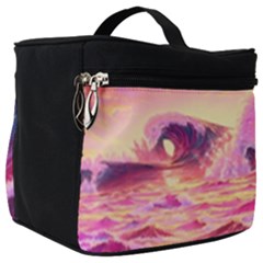 Ai Generated Waves Ocean Sea Tsunami Nautical Red Yellow Make Up Travel Bag (big) by Ravend