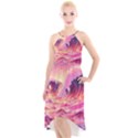 Ai Generated Waves Ocean Sea Tsunami Nautical Red Yellow High-Low Halter Chiffon Dress  View1