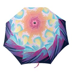 Ai Generated Waves Ocean Sea Tsunami Nautical Folding Umbrellas by Ravend