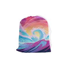 Ai Generated Waves Ocean Sea Tsunami Nautical Drawstring Pouch (medium) by Ravend