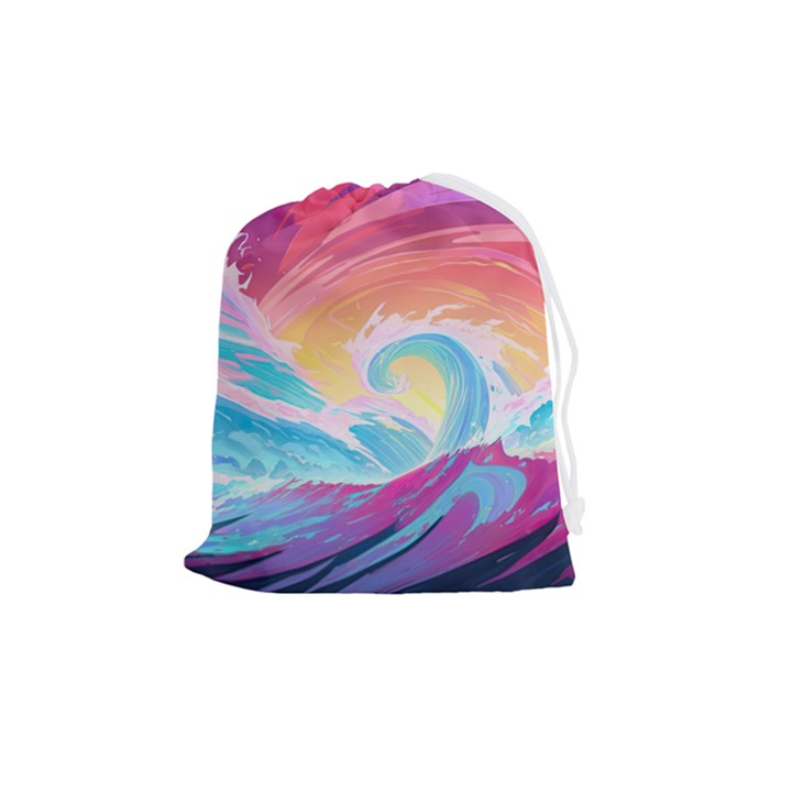 Ai Generated Waves Ocean Sea Tsunami Nautical Drawstring Pouch (Medium)