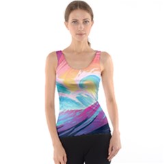 Ai Generated Waves Ocean Sea Tsunami Nautical Tank Top by Ravend