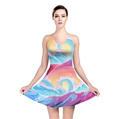 Ai Generated Waves Ocean Sea Tsunami Nautical Reversible Skater Dress by Ravend