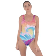 Ai Generated Waves Ocean Sea Tsunami Nautical Bring Sexy Back Swimsuit by Ravend