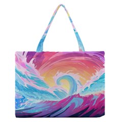 Ai Generated Waves Ocean Sea Tsunami Nautical Zipper Medium Tote Bag by Ravend