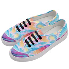 Ai Generated Waves Ocean Sea Tsunami Nautical Women s Classic Low Top Sneakers by Ravend