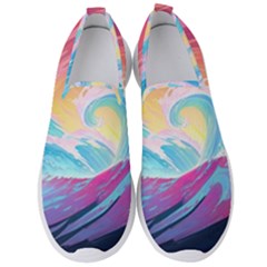 Ai Generated Waves Ocean Sea Tsunami Nautical Men s Slip On Sneakers by Ravend