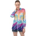 Ai Generated Waves Ocean Sea Tsunami Nautical Long Sleeve Satin Shirt View1