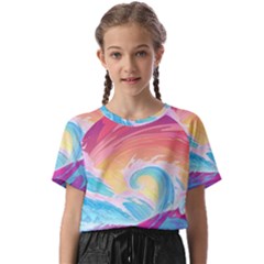 Ai Generated Waves Ocean Sea Tsunami Nautical Kids  Basic Tee by Ravend