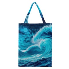 Ai Generated Waves Ocean Sea Tsunami Nautical Sea Classic Tote Bag by Ravend