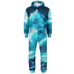 Ai Generated Waves Ocean Sea Tsunami Nautical Sea Hooded Jumpsuit (men) by Ravend