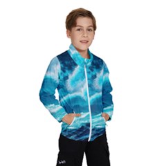 Ai Generated Waves Ocean Sea Tsunami Nautical Sea Kids  Windbreaker by Ravend