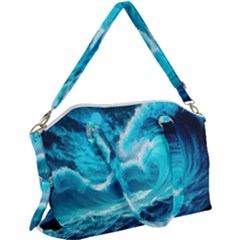 Ai Generated Waves Ocean Sea Tsunami Nautical Sea Canvas Crossbody Bag by Ravend