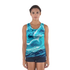 Ai Generated Waves Ocean Sea Tsunami Nautical Sea Sport Tank Top  by Ravend