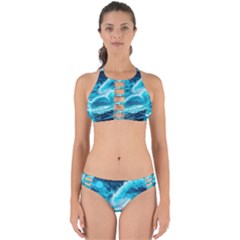 Ai Generated Waves Ocean Sea Tsunami Nautical Sea Perfectly Cut Out Bikini Set by Ravend