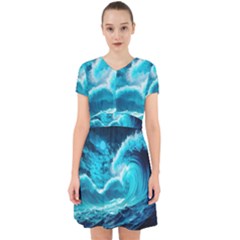 Ai Generated Waves Ocean Sea Tsunami Nautical Sea Adorable In Chiffon Dress by Ravend