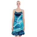 Ai Generated Waves Ocean Sea Tsunami Nautical Sea Spaghetti Strap Velvet Dress View1