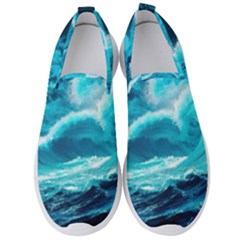 Ai Generated Waves Ocean Sea Tsunami Nautical Sea Men s Slip On Sneakers by Ravend