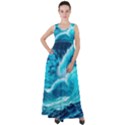 Ai Generated Waves Ocean Sea Tsunami Nautical Sea Empire Waist Velour Maxi Dress View1