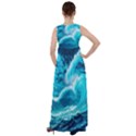 Ai Generated Waves Ocean Sea Tsunami Nautical Sea Empire Waist Velour Maxi Dress View2