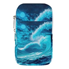 Ai Generated Waves Ocean Sea Tsunami Nautical Sea Waist Pouch (large) by Ravend