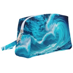 Ai Generated Waves Ocean Sea Tsunami Nautical Sea Wristlet Pouch Bag (large) by Ravend