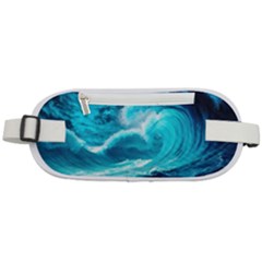 Ai Generated Waves Ocean Sea Tsunami Nautical Sea Rounded Waist Pouch by Ravend