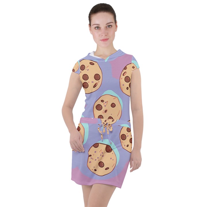 Cookies Chocolate Chips Chocolate Cookies Sweets Drawstring Hooded Dress