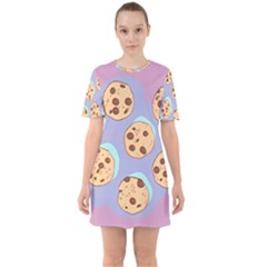 Cookies Chocolate Chips Chocolate Cookies Sweets Sixties Short Sleeve Mini Dress by Ravend