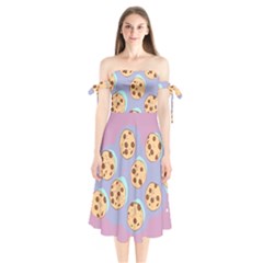 Cookies Chocolate Chips Chocolate Cookies Sweets Shoulder Tie Bardot Midi Dress by Ravend