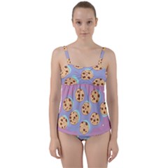 Cookies Chocolate Chips Chocolate Cookies Sweets Twist Front Tankini Set by Ravend