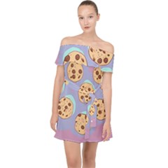 Cookies Chocolate Chips Chocolate Cookies Sweets Off Shoulder Chiffon Dress by Ravend