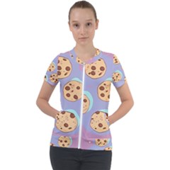 Cookies Chocolate Chips Chocolate Cookies Sweets Short Sleeve Zip Up Jacket by Ravend