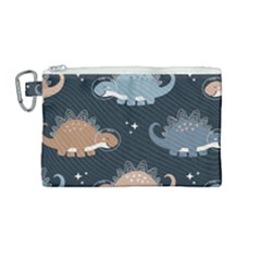 Dino Art Pattern Design Wallpaper Background Canvas Cosmetic Bag (medium) by Ravend