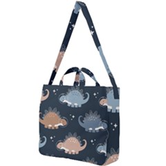 Dino Art Pattern Design Wallpaper Background Square Shoulder Tote Bag by Ravend